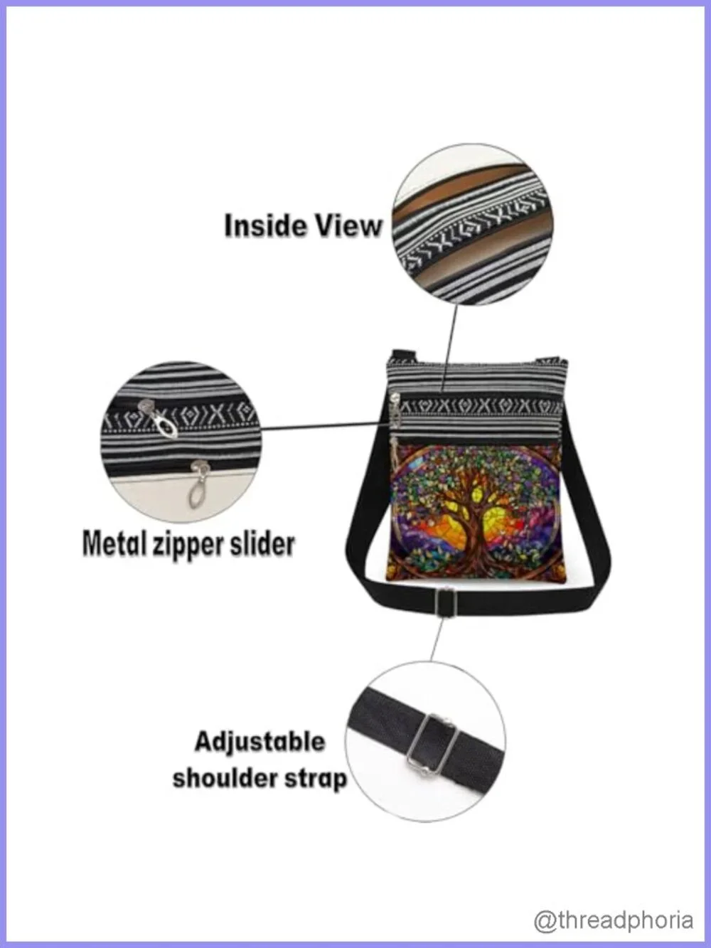 Polyester Crossbody Bag Adjustable Strap Unisex Travel Purse